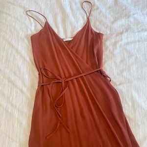 Wrap mini-dress with spaghetti straps
